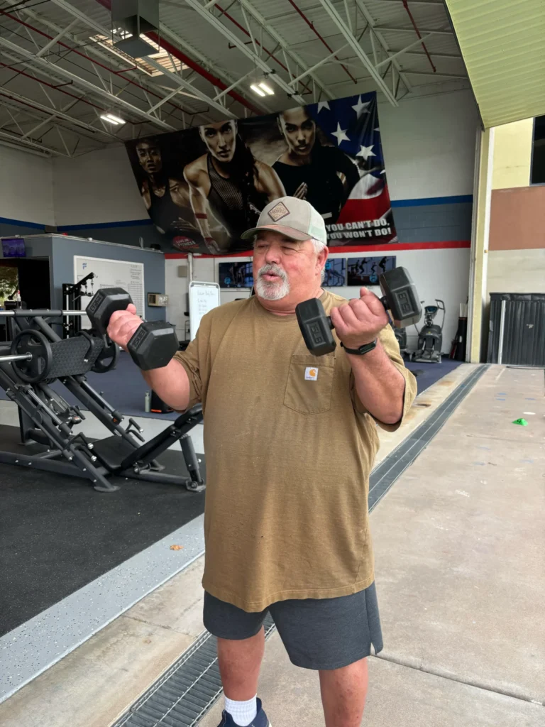 man working through weightloss program