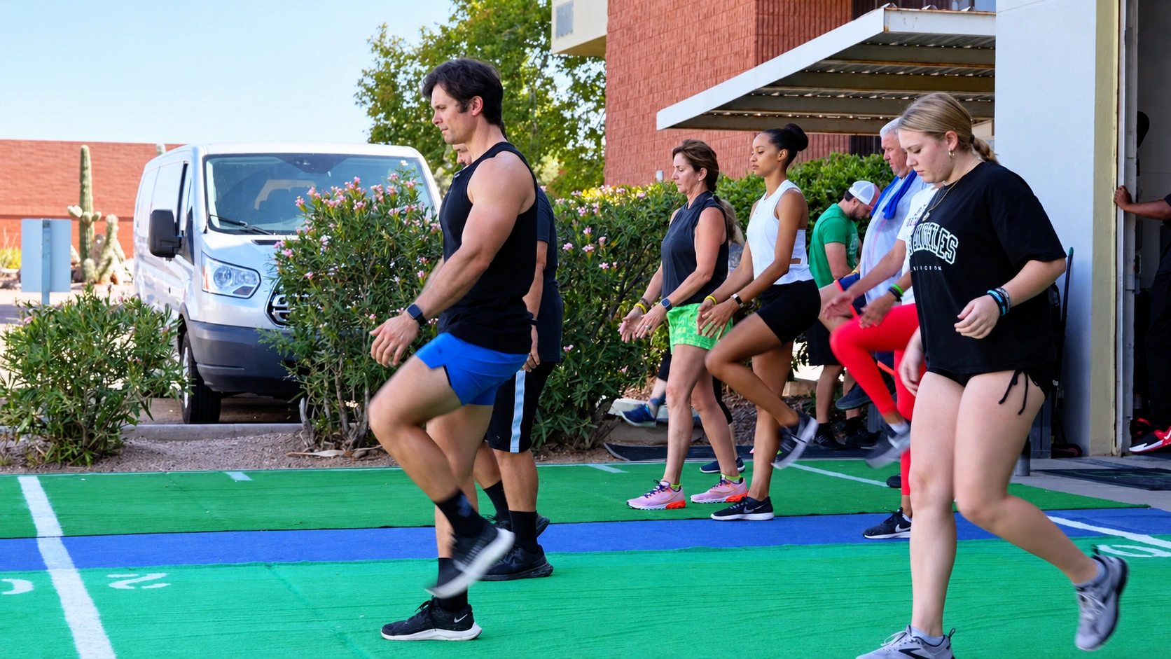 group working out together